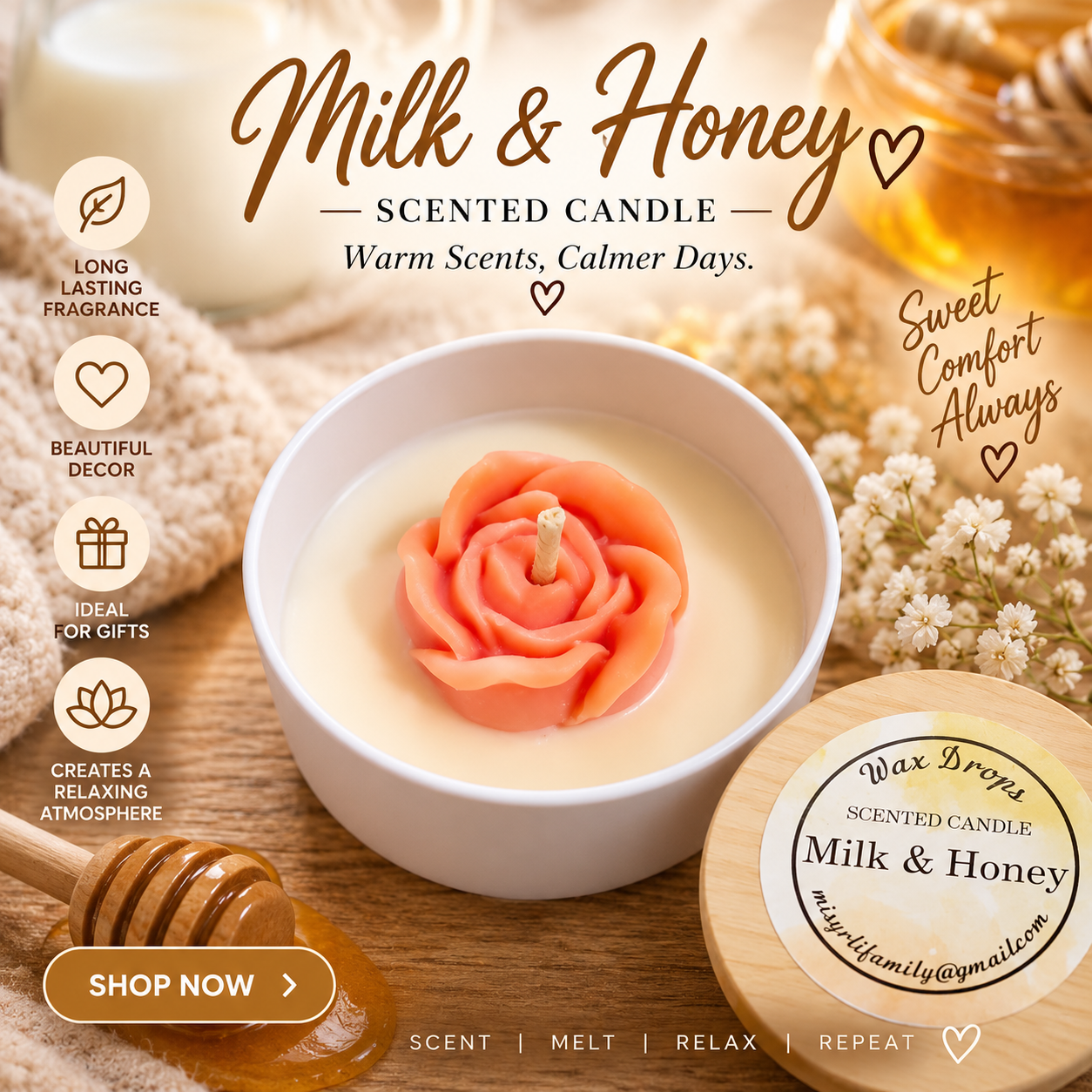 Milk & Honey Handmade Candle