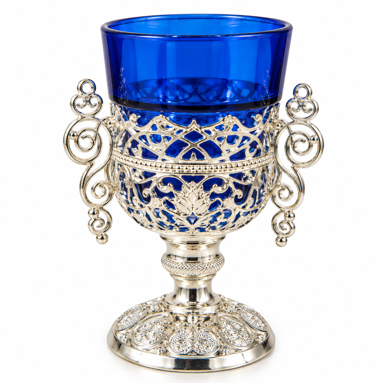 Orthodox Vigil Oil Lamp – Blue & Silver
