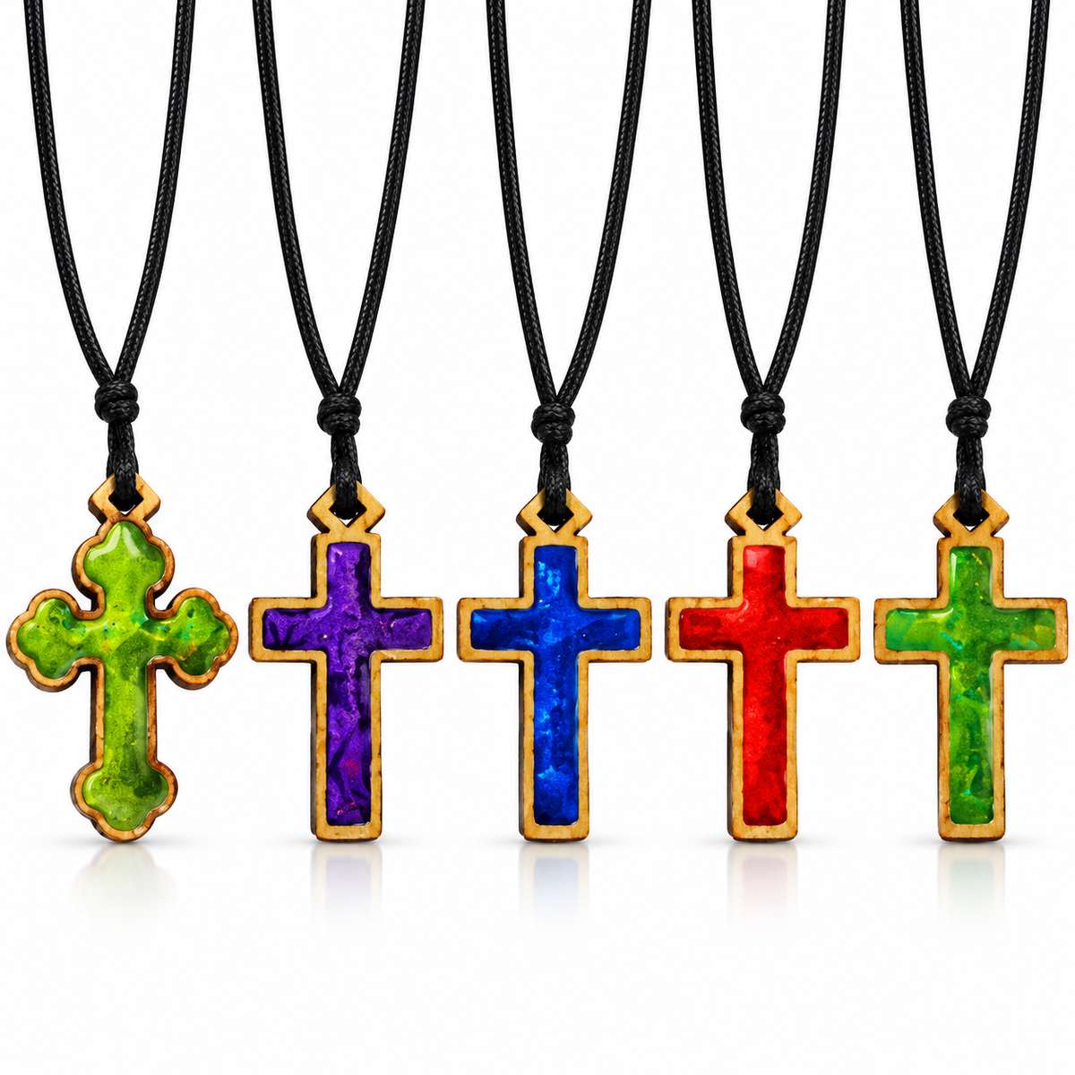 Neck cross with phosphorescent enamel
