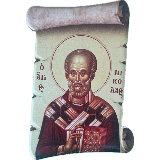 Ceramic magnet in the shape of a papyrus: Saint Nicholas