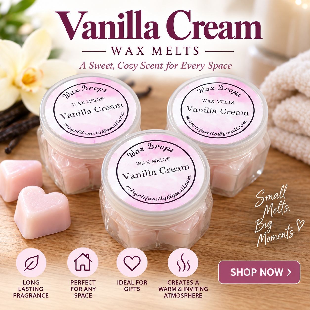 Handmade Wax Melts: Vanilla Cream
