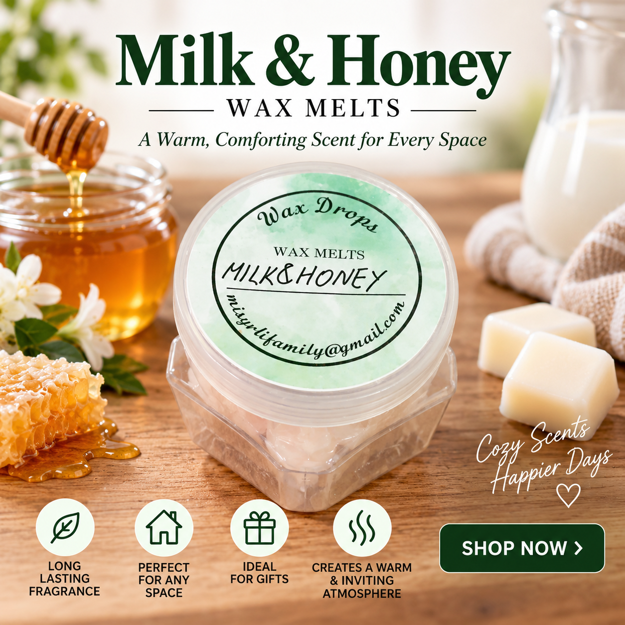 Handmade Wax Melts: Milk & Honey