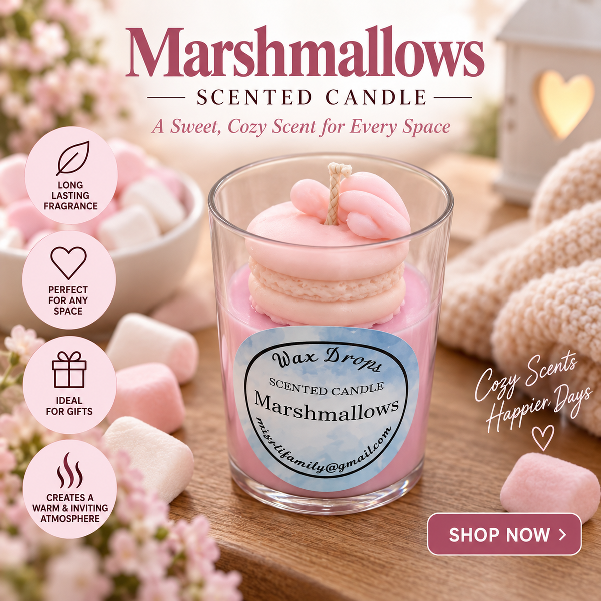 Handmade Scented Candle: Marshmallow