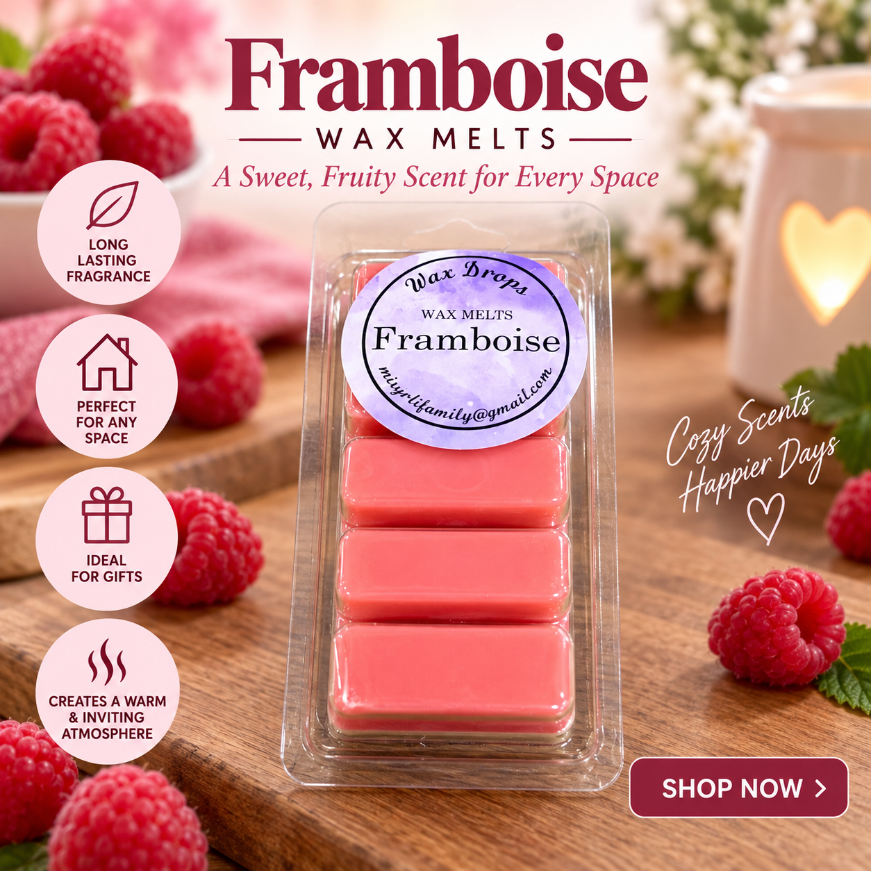 Handmade Wax Melts: Framboise