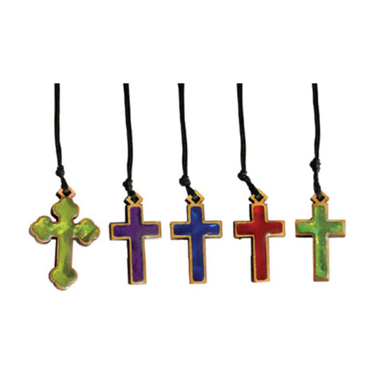 Neck cross with phosphorescent enamel